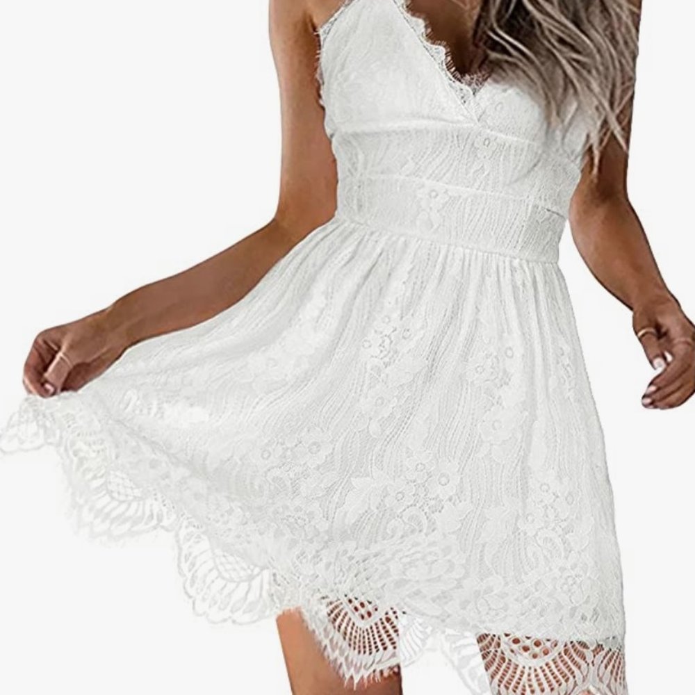 Aooksmerry White Lace Dress (S)